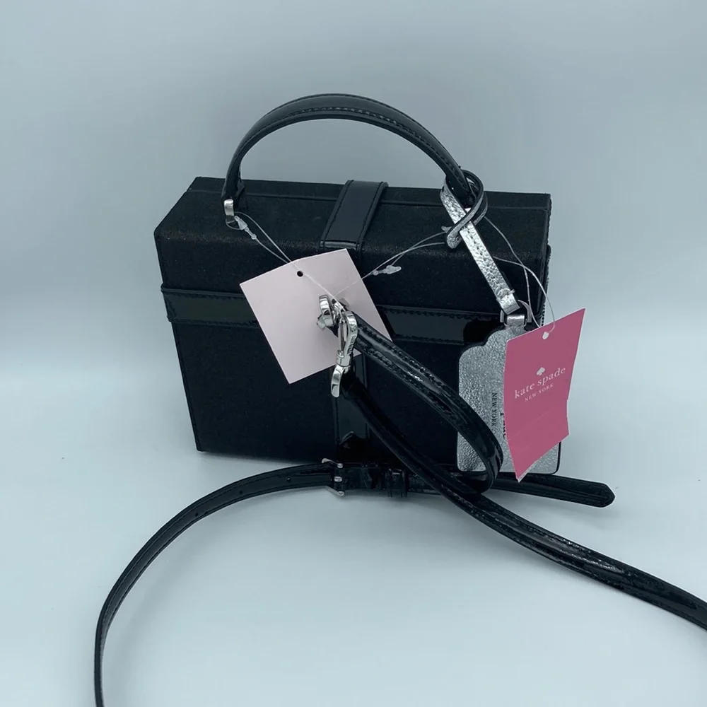 NWT KATE SPADE BLACK WRAPPING PARTY GIFT BOX CROSSBODY